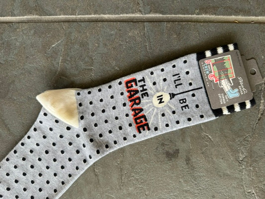 I'll Be in the Garage Blue Q Socks