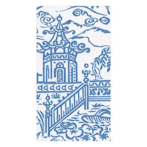 Pagoda Toile Blue Guest Towels