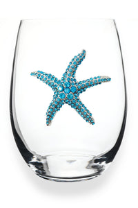 Stemless Blue Starfish Glass